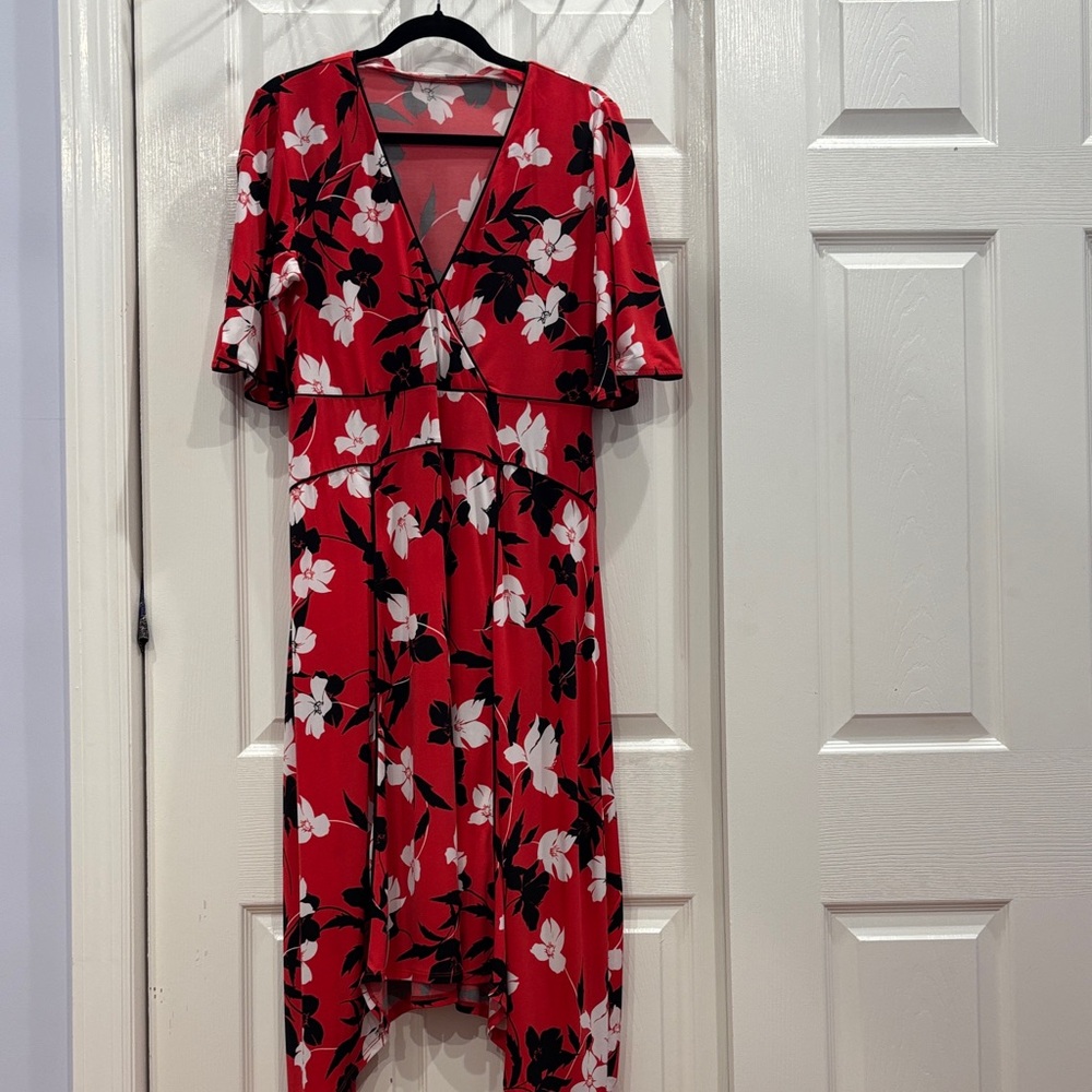 BCBGMaxAzria Red Floral High Low Dress
